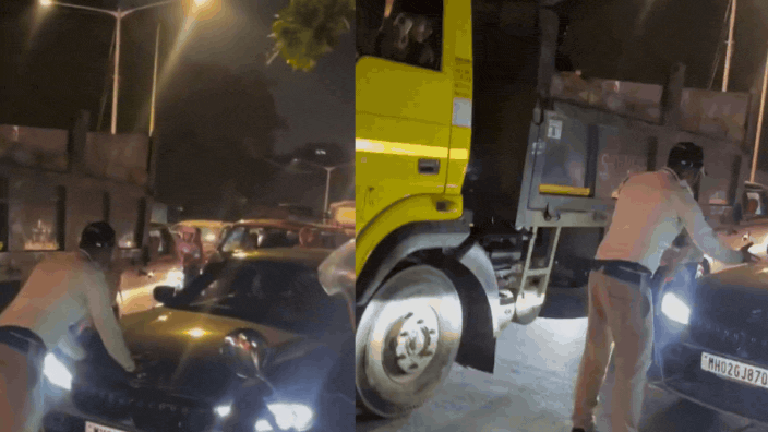 Woman in BMW drives at traffic cop trying to stop her after crash in Mumbai; video viral