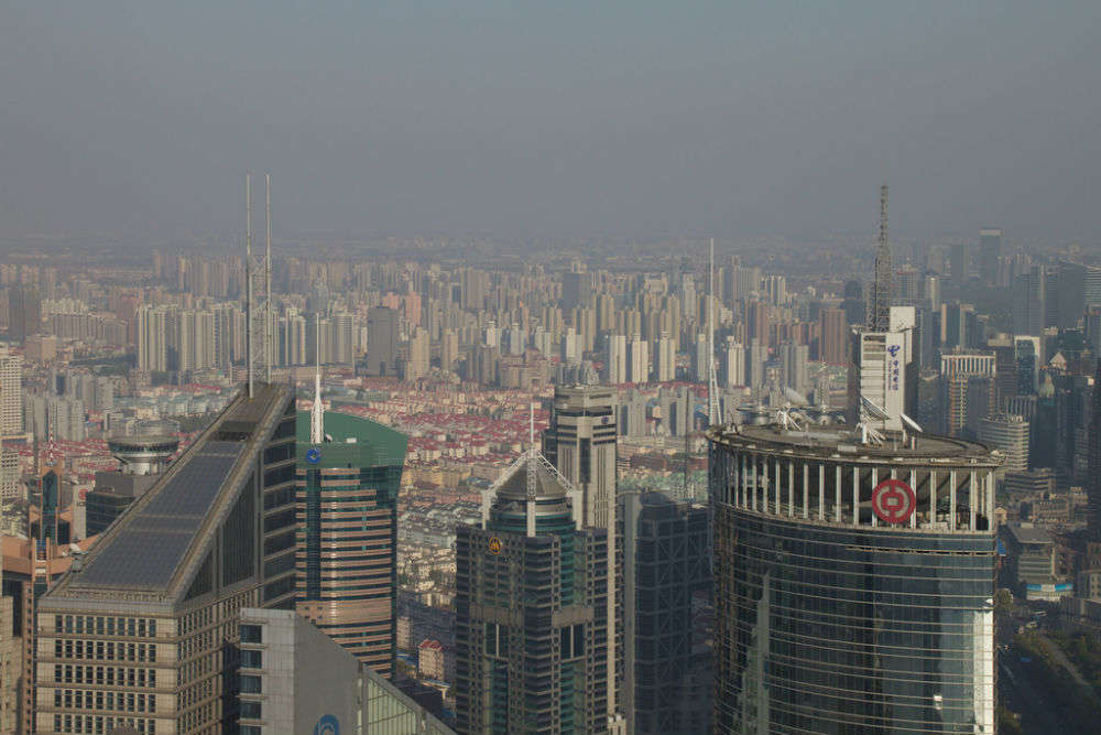 Looking out from the Oriental Pearl Tower
