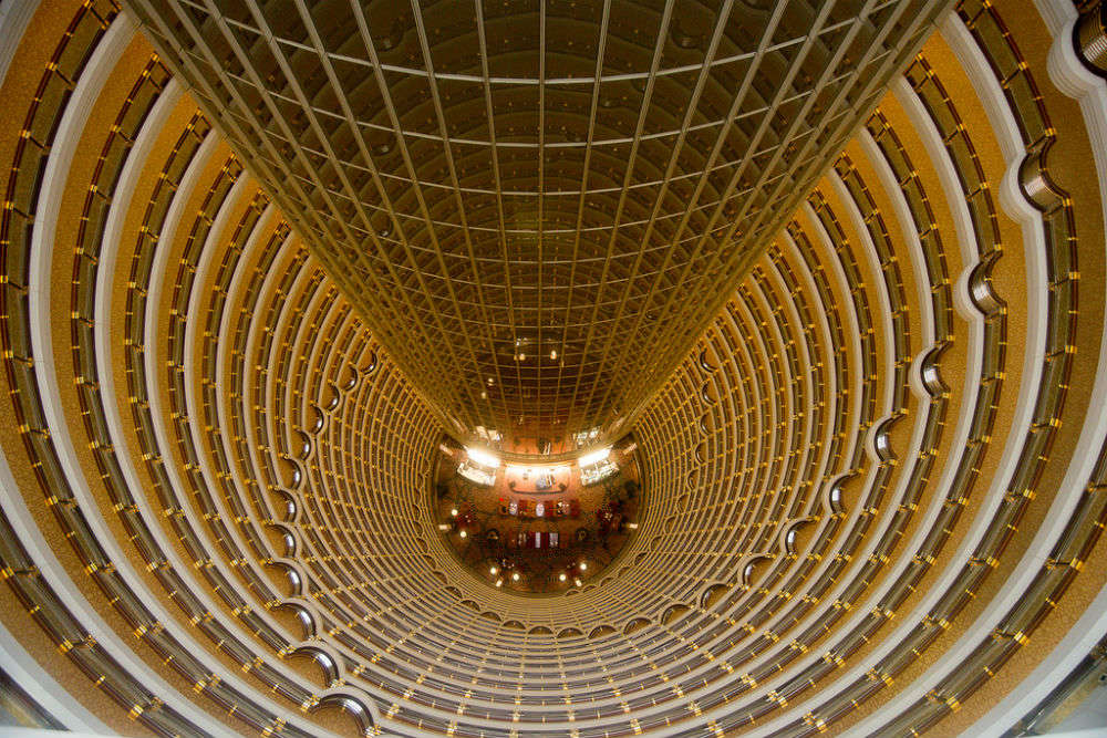 Looking down on the Jin Mao Atrium