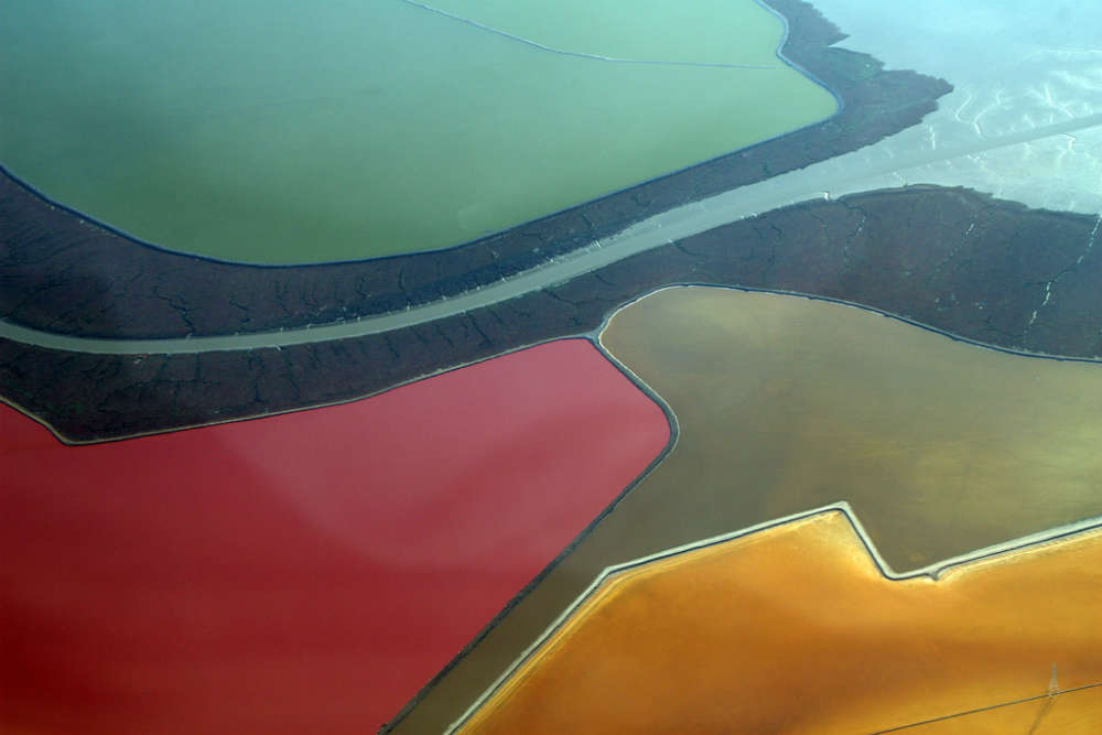 The multi-coloured salt ponds at San Francisco Bay