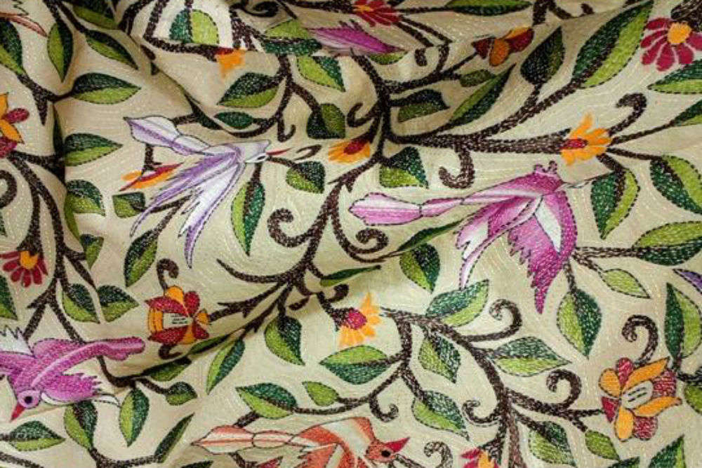Kantha embroidered saree
