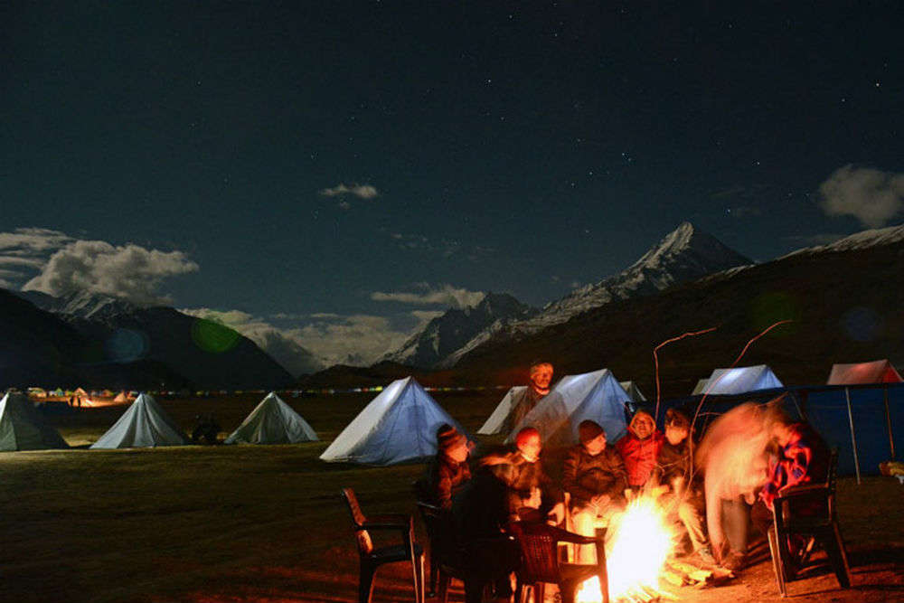 Camping on a full moon night at Chandratal
