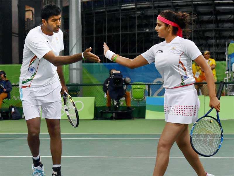 Sania Mirza and Rohan Bopanna during their match against S. Stosur and J. Peers of Australia. (PTI Photo)