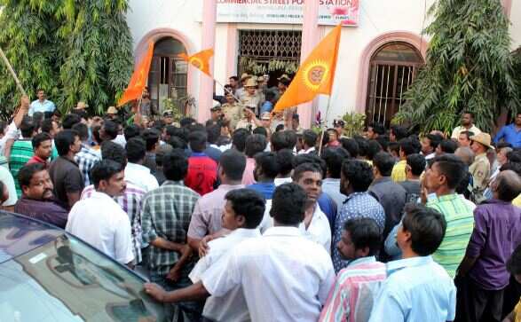 RSS leader hacked to death: RSS-BJP leaders protest its worker's murder