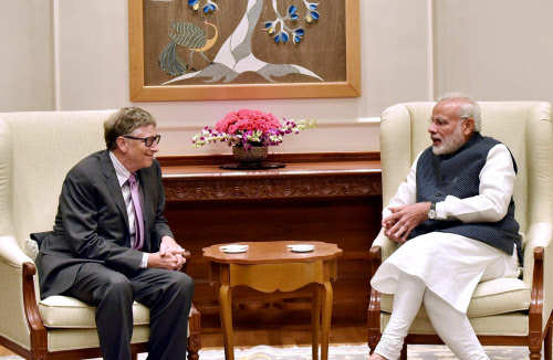 Prime Minister Narendra Modi with co-chairman of the Bill & Melinda Gates Foundation, Bill Gates. (PTI photo)