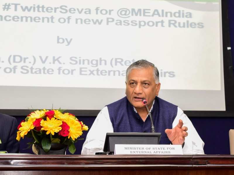 <p>Minister of State for External Affairs V K Singh (Photo courtesy: Vikas Swarup/Twitter)<br></p>