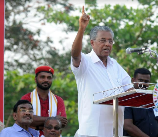 Kerala chief minister Pinarayi Vijayan addressing a mammoth harmony rally organized by the CPI(M) Mangaluru unit.