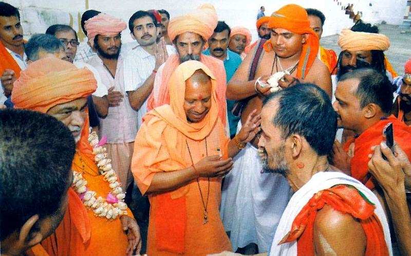 A file photo of Yogi Adityanath (now chief minister of Uttar Pradesh) visiting Kadri Manjunatha Temple in Mangaluru in 2016.