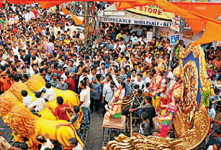 Ram Navami procession at Begum Bazaar on Wednesday