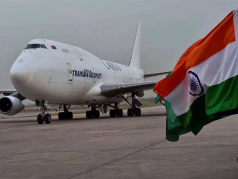 The first flight of the India-Afghanistan air corridor project at IGI Airport in New Delhi. (PTI Photo)