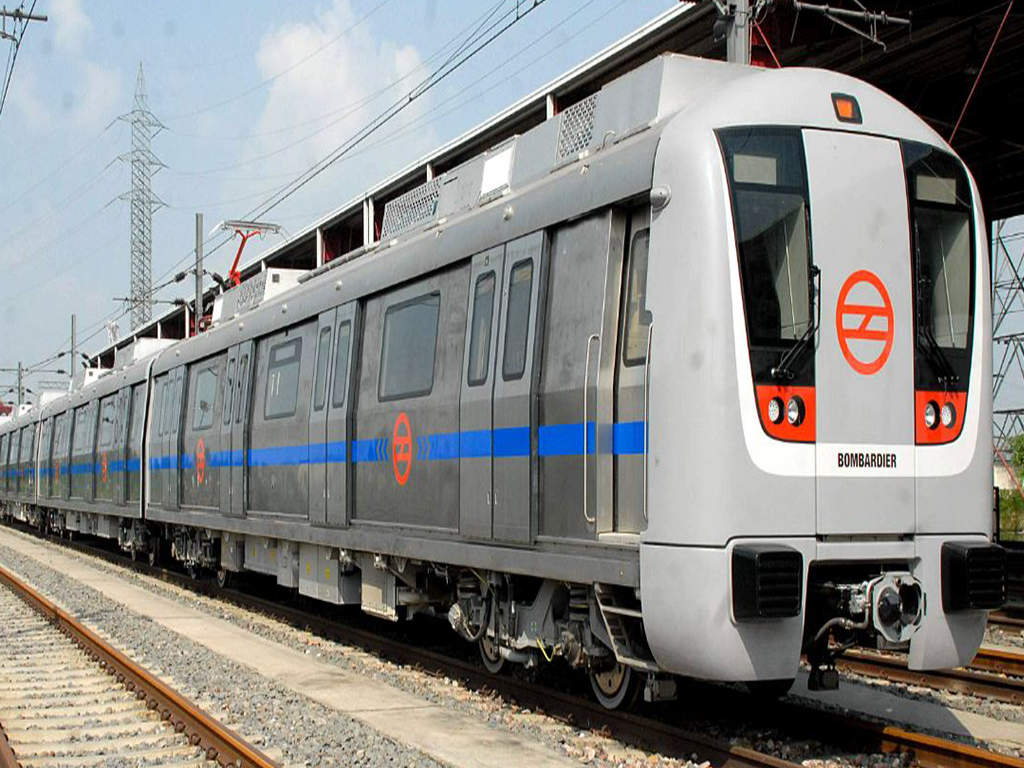 New Delhi India  August 10 2019 Delhi Metro train at station in New  Delhi Stock Photo  Alamy