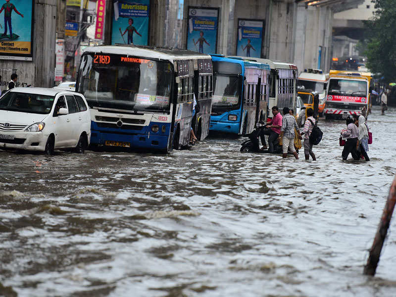 Hyderabad halts after heavy rain inundates many roads