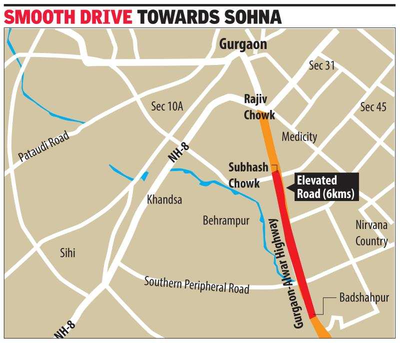 Rajiv Chowk Gurgaon Map Work On 6Km Elevated Stretch Of Alwar Highway To Start In August | Gurgaon  News - Times Of India