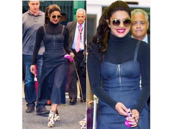 priyanka chopra denim dress Priyanka Chopra slays it in New York with her latest look