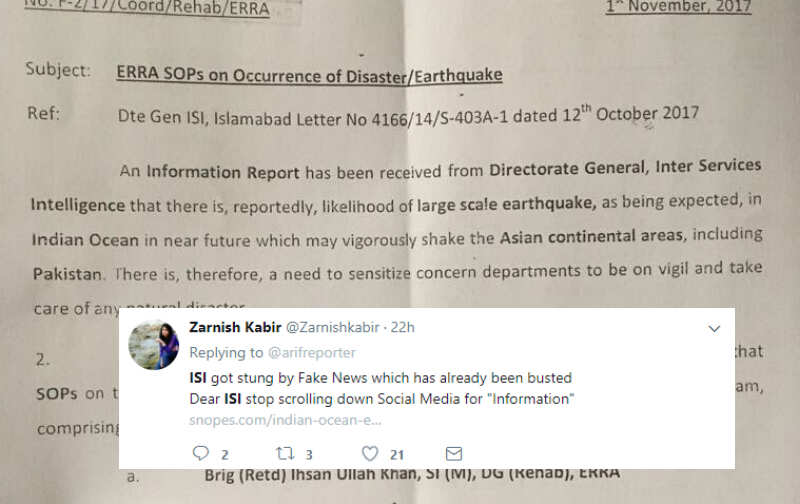 Pakistan’s intelligence agency ISI predicts earthquake – World is Crazy