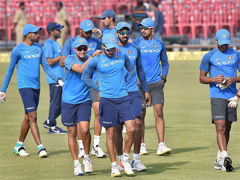 Indian players during a practice session in Cuttack. (PTI Photo)