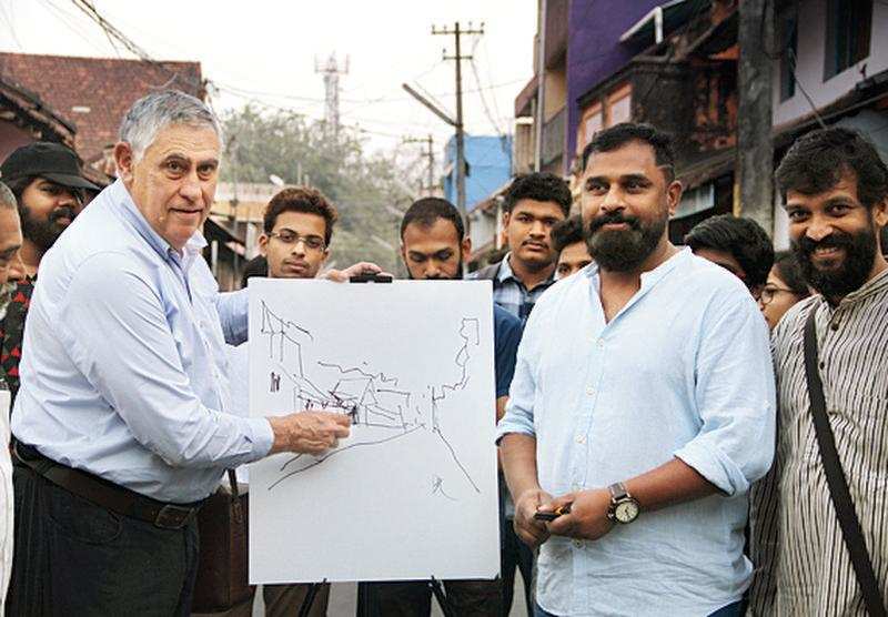 Renowned conservation architect Peter Rich (L) inaugurates  'My City - Listening to Walls' project of the Indian Institute of Architects at Puthen Street in Thiruvananthapuram on Sunday
