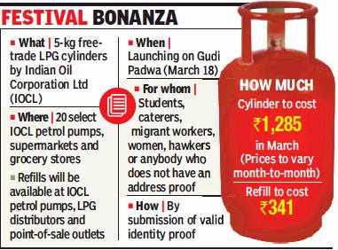 Indian Oil S 5kg Lpg Cylinders Go On Sale Pune News Times Of India