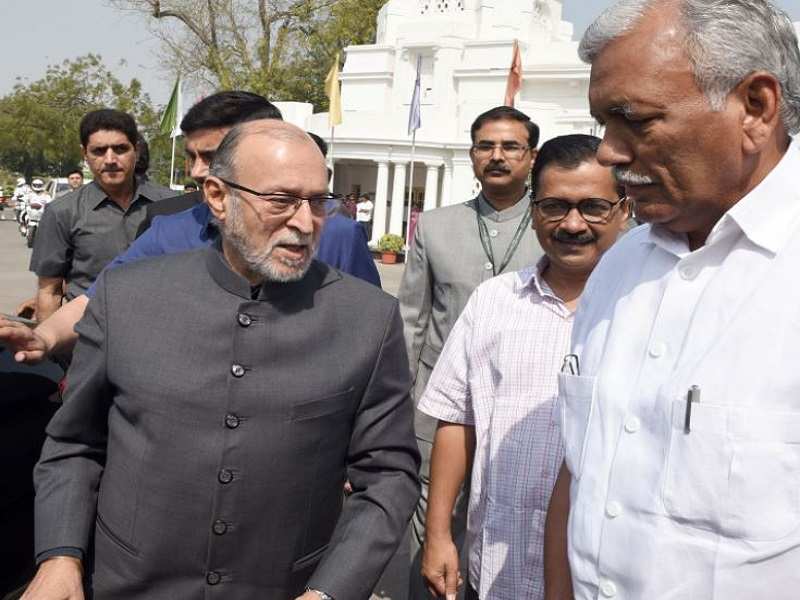 Delhi L-G Anil Baijal with CM Arvind Kejriwal. (File Photo)