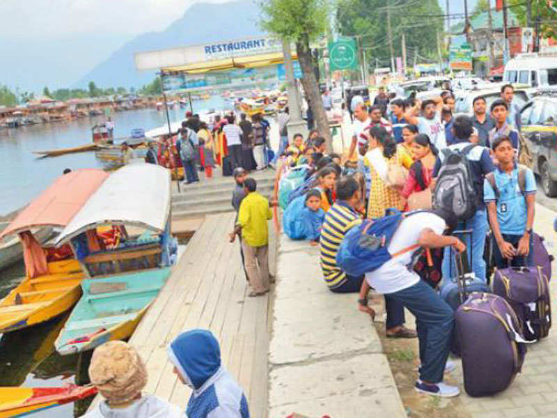 Tourists at Dal Lake in Srinagar