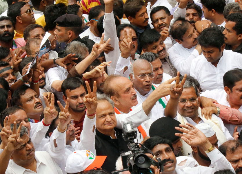 Congress leaders protest in Bengaluru after BJP was invited to form the government in the state. (TNN file photo)