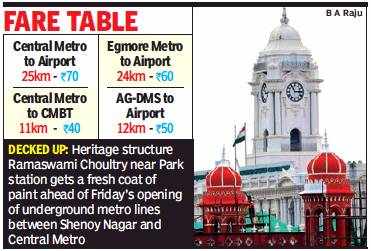 Chennai Metro Fare Chart 2018