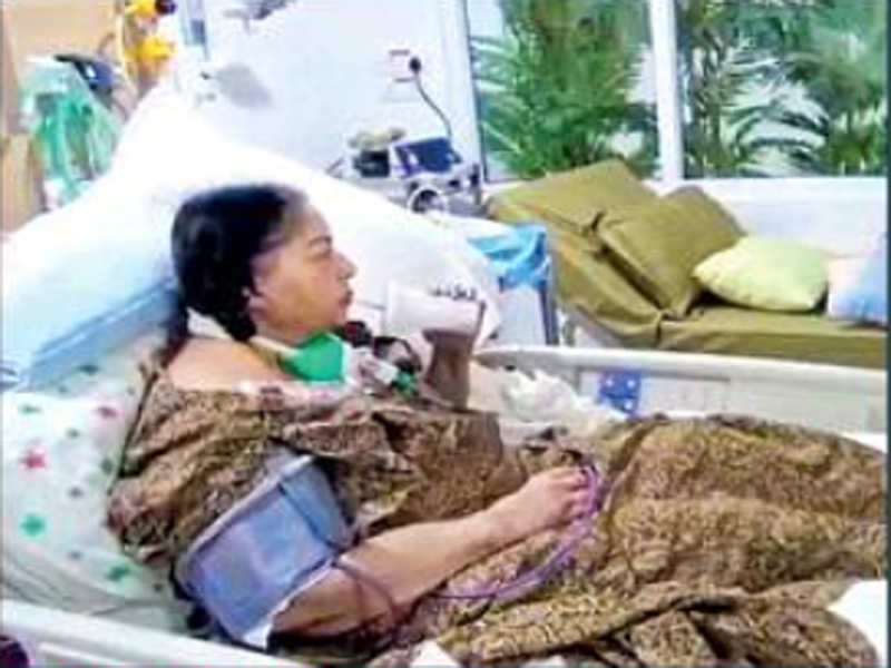 A grab of a video of J Jayalalithaa at Apollo Hospital
