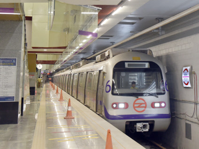 Delhi Metro's Blue Line spans from Dwarka Sector 21 to Noida City Centre.