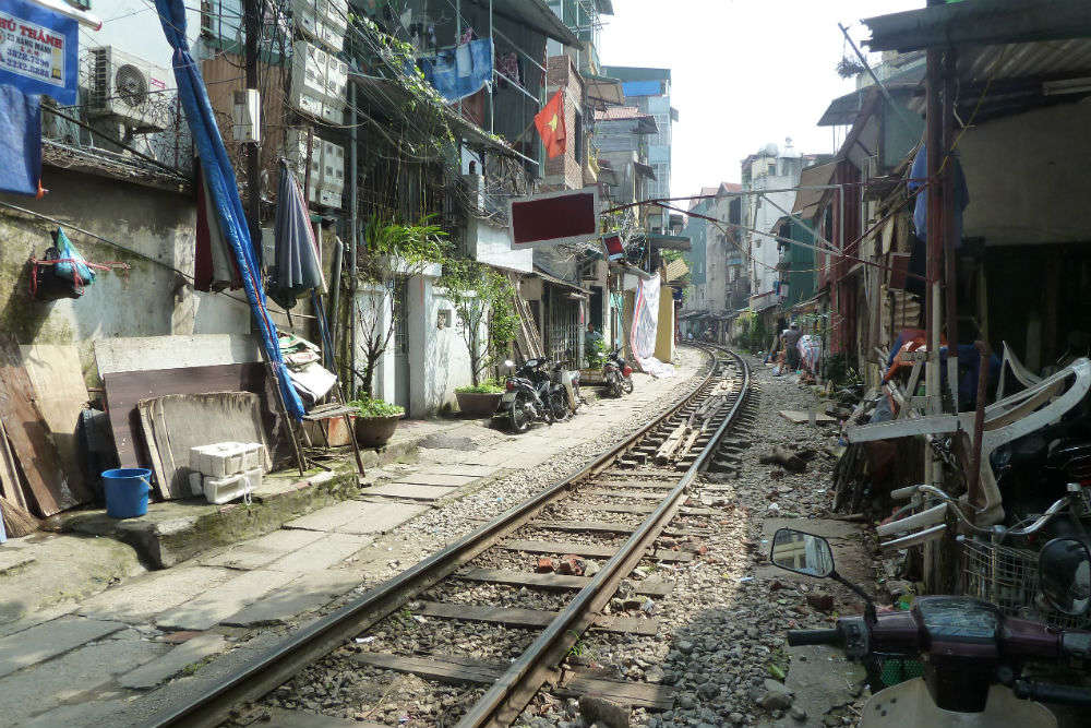 Hanoi’s new attraction—a railway track in the middle of a residential colony