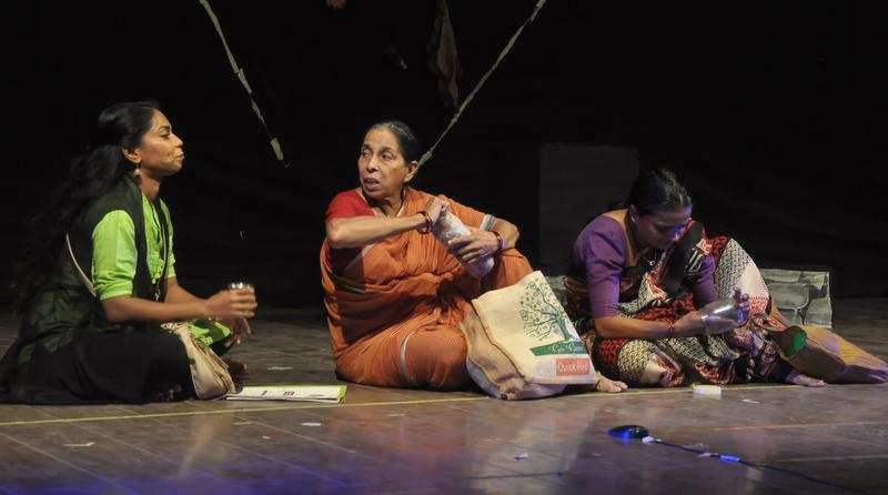 Artists in a marathi play 'Athang'during Saptak Ekankika Mahotsav