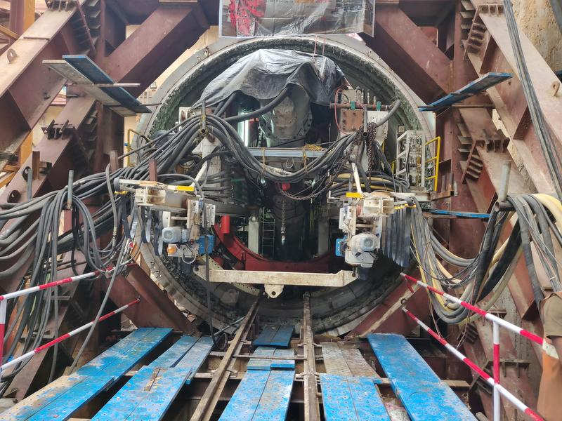 A tunnel boring machine (TBM) can tunnel a maximum of 15 metres each day.