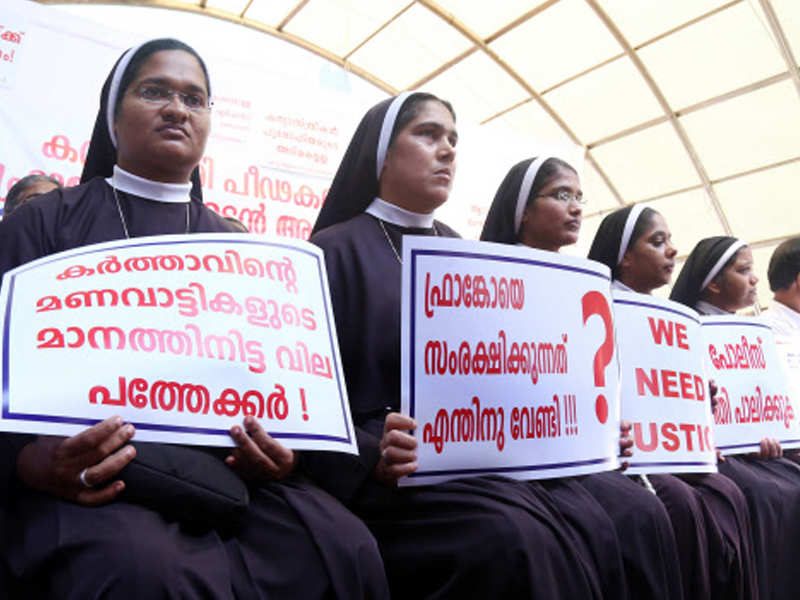 Five nuns took to the streets demanding justice for their fellow nun and staged a protest at Vanchi Square near the IG office in Kochi demanding Bishop’s arrest on Saturday