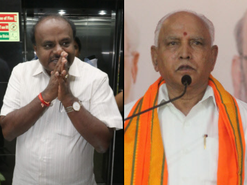 HD Kumaraswamy and BS Yeddyurappa (R)