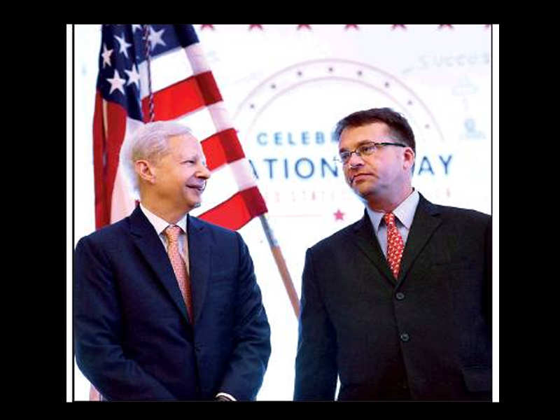 US Ambassador to India Kenneth I Juster (left) with Consul General Edgar Kagan at the event on Wednesday