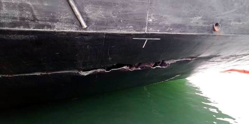 The X-Press Brahmaputra container ship damaged due to accident while berthing of the Container Ship at NMPT.