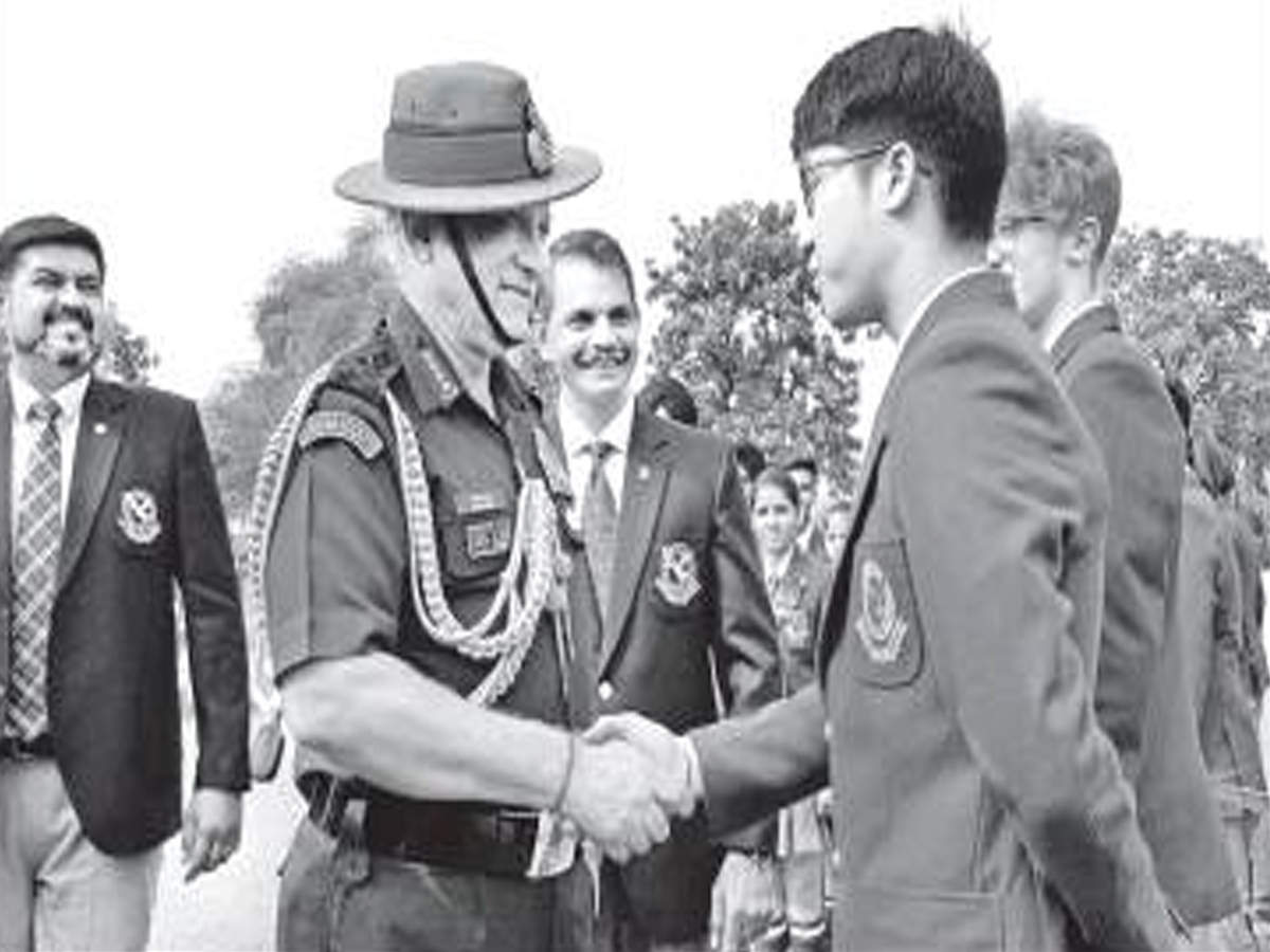 Army chief Bipin Rawat interacts with students during the annual founder’s say function of Punjab Public School, Nabha.