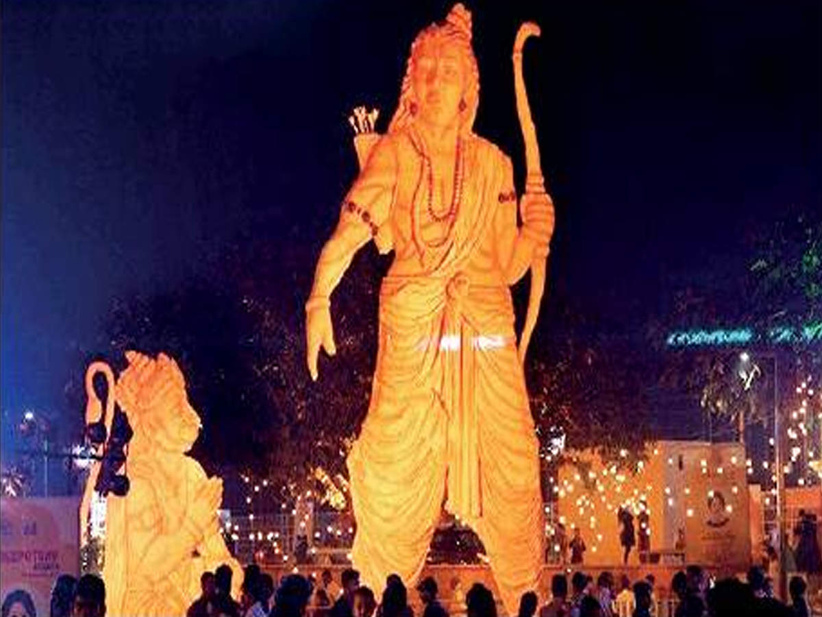 The state government tweeted a photograph of the POP statues of Lord Ram and Hanuman installed at Ram ki Paidi from its official Twitter account on Monday.