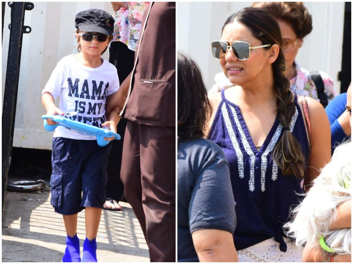 Photos: Gauri Khan and AbRam Khan spotted on their way to Alibaug - Times of India