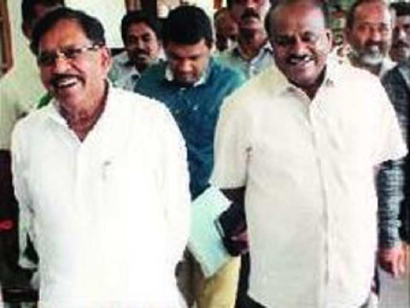 Home minister G Parameshwara with CM Kumaraswamy