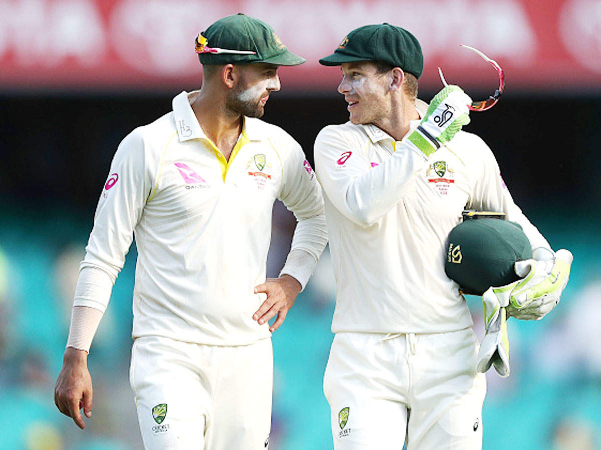 Tim Paine and Nathan Lyon. (Getty Images)