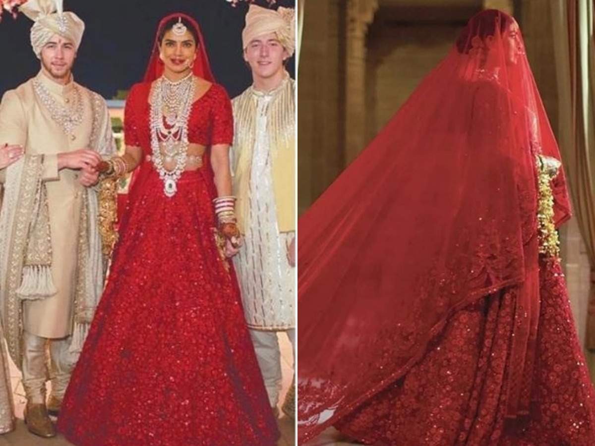 Priyanka was with Sabyasachi when he designed her wedding lehenga. See  making video