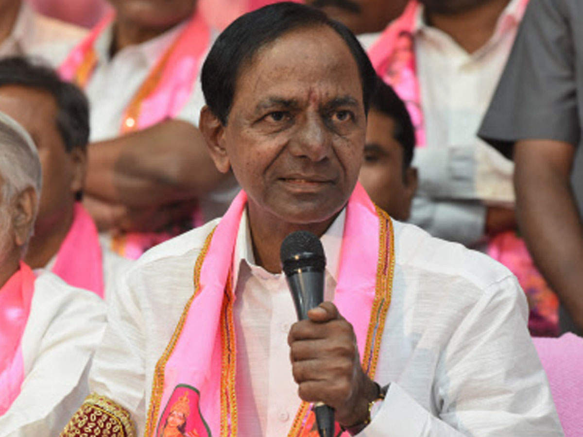 <p>K Chandrasekhar Rao at a press conference after poll results<br></p>