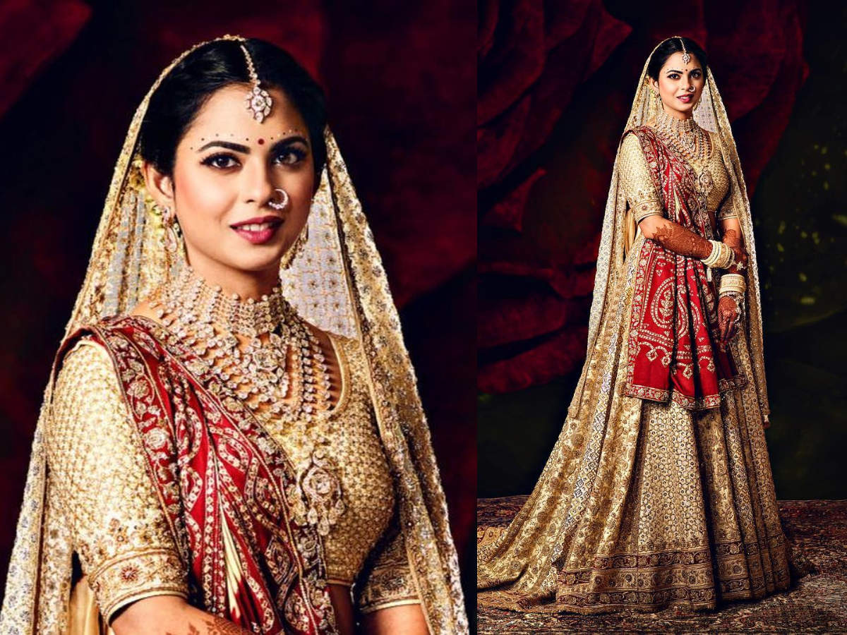 isha ambani reception lehenga price