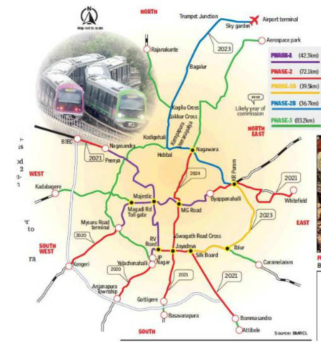 bangalore metro map phase 3 Namma Metro May Zoom Into Whitefield By 2021 To Crisscross bangalore metro map phase 3