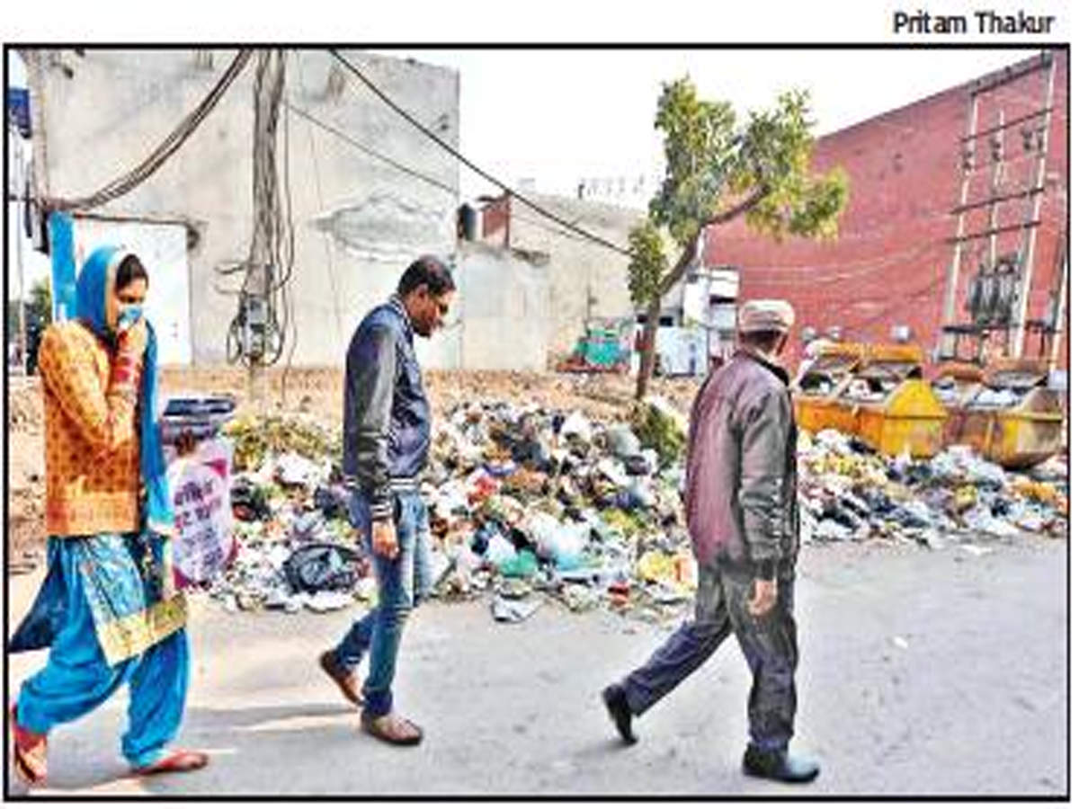 Garbage scattered on a roadside in Panchkula