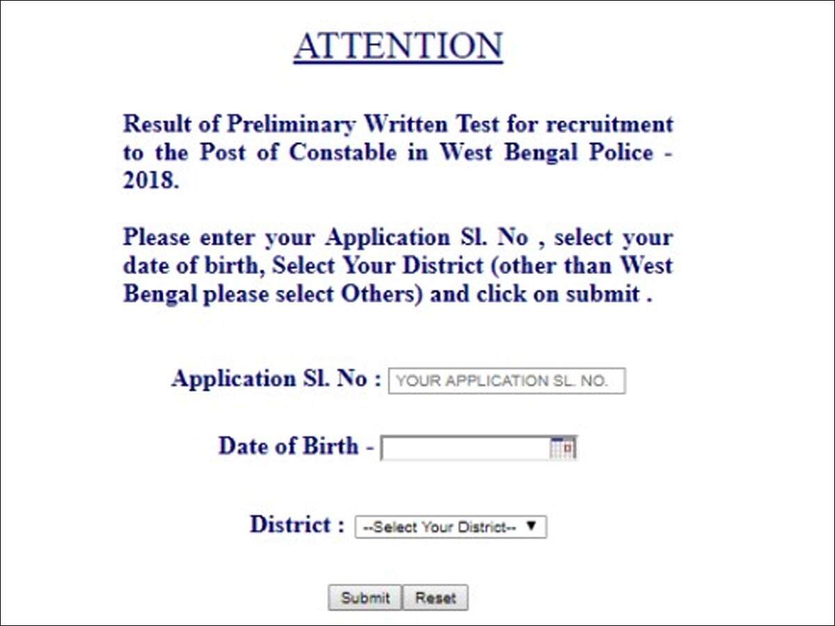 Wbp Result West Bengal Police Constable Result 2018 Released