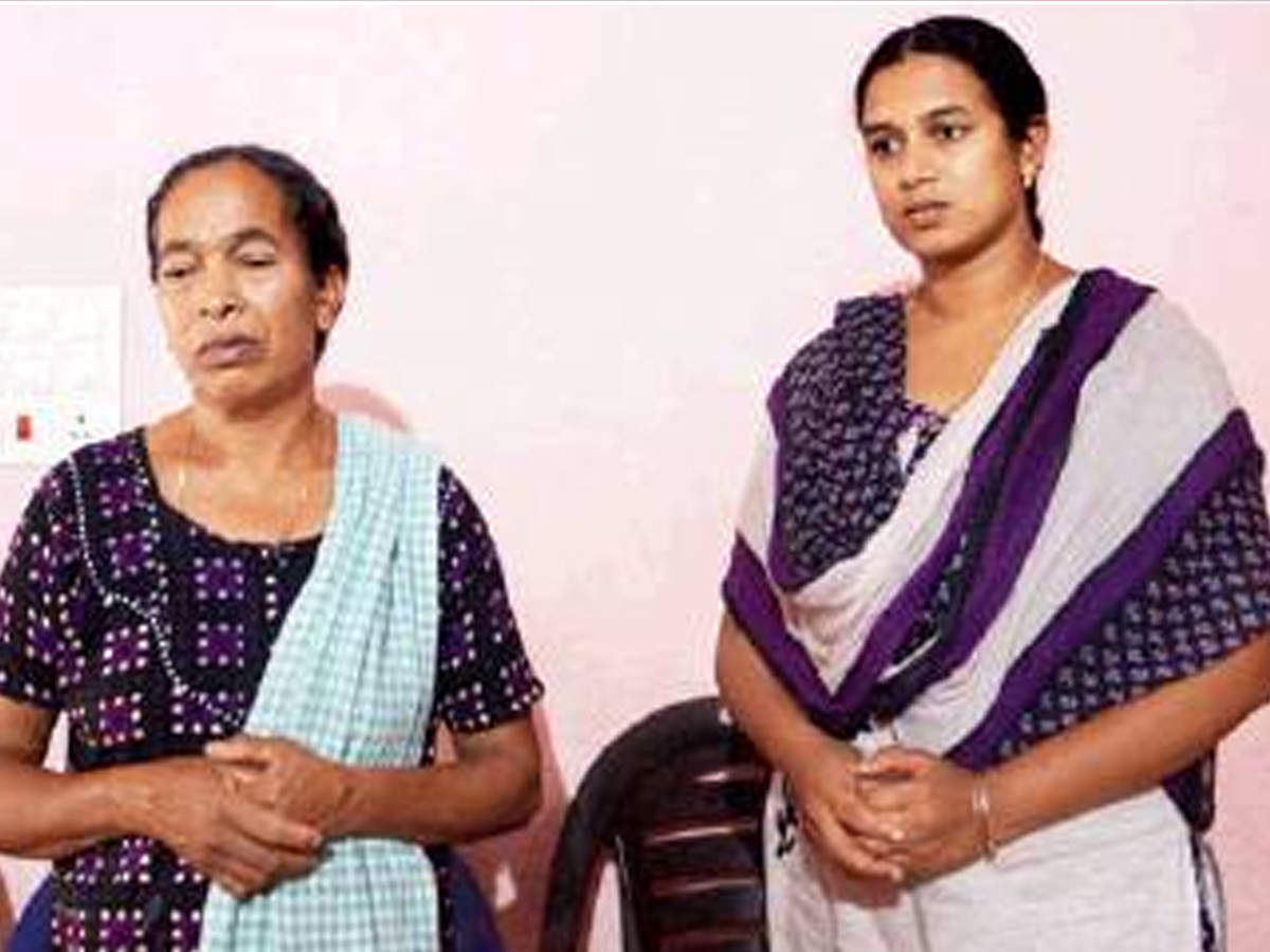 CRPF havildar Vasantha Kumar's mother Santha and wife Sheena at their house at Pookode in Wayanad on Tuesday