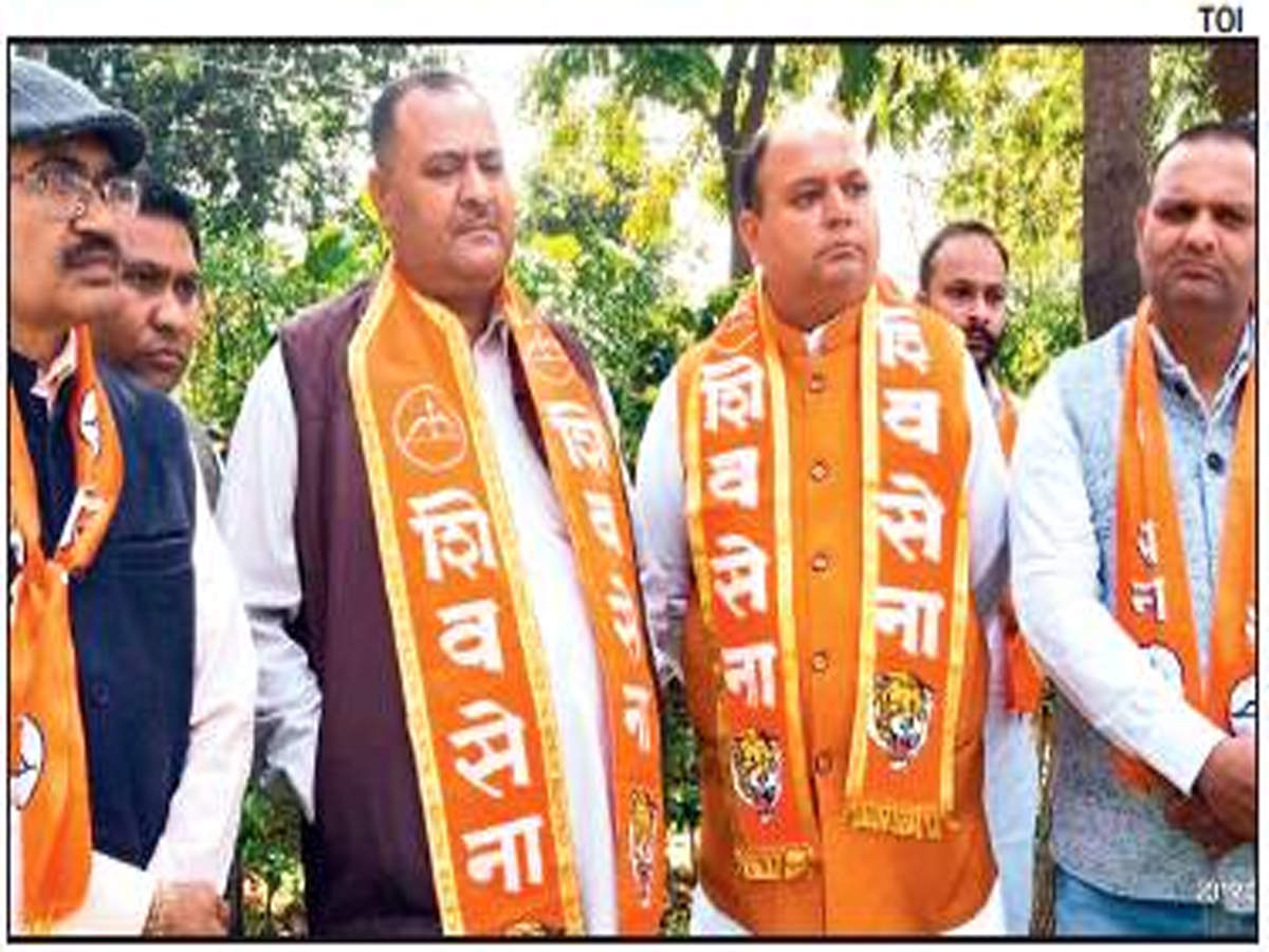 Shiv Sena’s Haryana leaders talk to mediapersons on Saturday