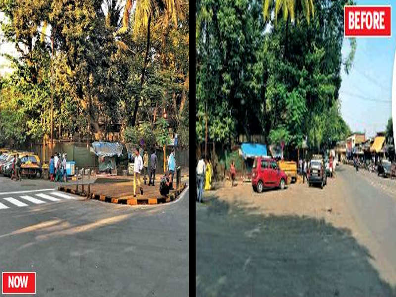 The intersection had a large turning radii (between Nadkarni Marg and Wadala police station) and the resultant residual spaces were causing vehicles to speed, overtake and drive on the wrong side.