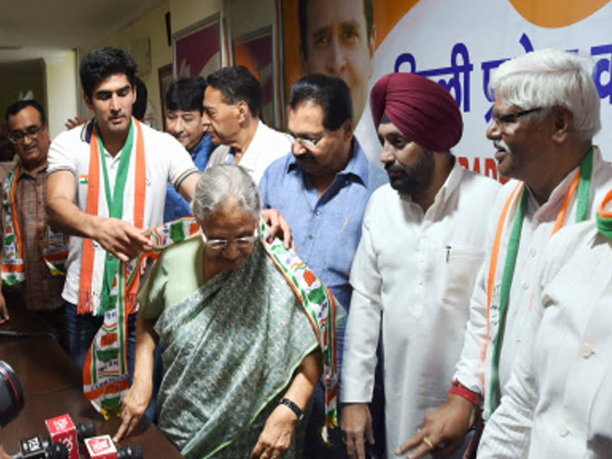 Congress candidates Sheila Dikshit, Vijender Singh and Ajay Maken